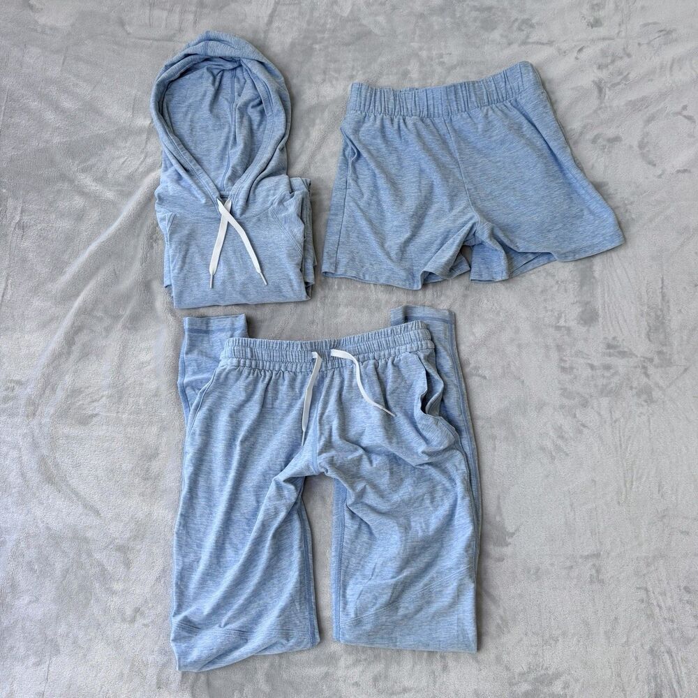 3-Piece Set Outdoor Voices Cloudknit Light Blue Heather Womens Size XXS NWOT